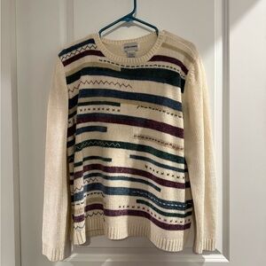 Alfred Dunner Cream and Multicolor Knit Sweater